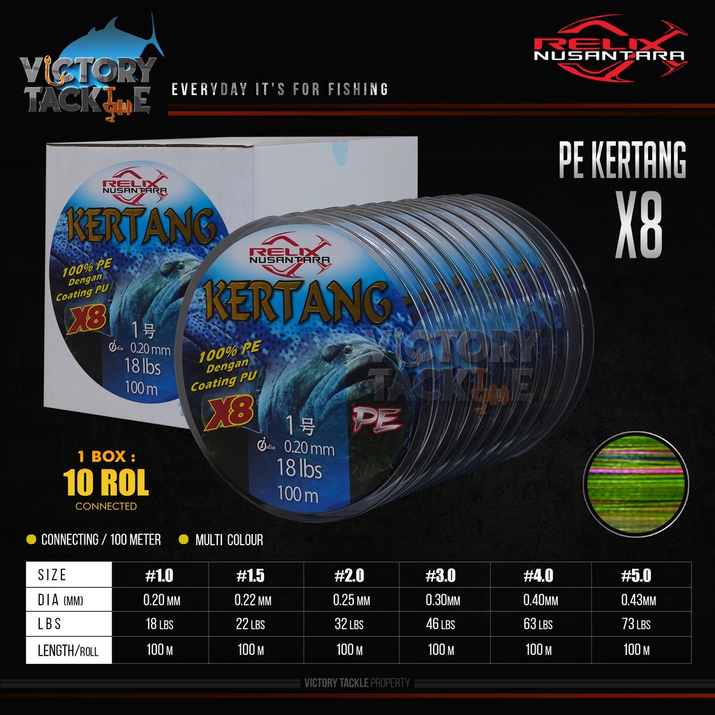 RELIX NUSANTARA KERTANG X8 MULTICOLOR CONNECTING 100 METER | 300 METER - Firelock GT Braid WX8 Connecting