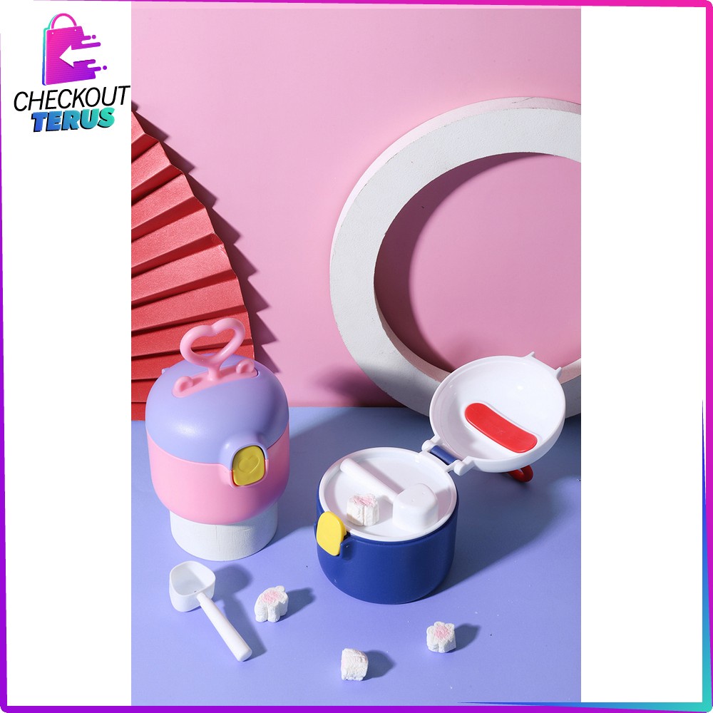 CT C635 Kotak Penyimpanan Susu Bubuk Bayi Portabel Motif Love Toples Susu Bubuk Travel Portable Anti Tumpah