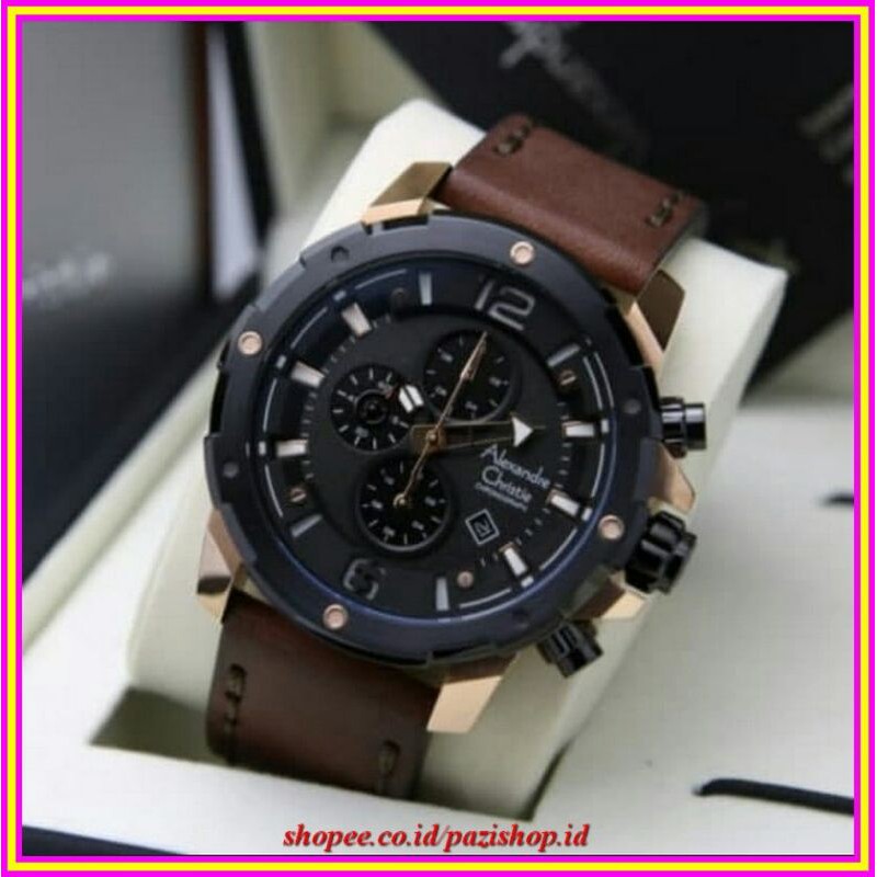 Jam Tangan Alexandre Christie AC6410 Leather Strap AC 6410 Original