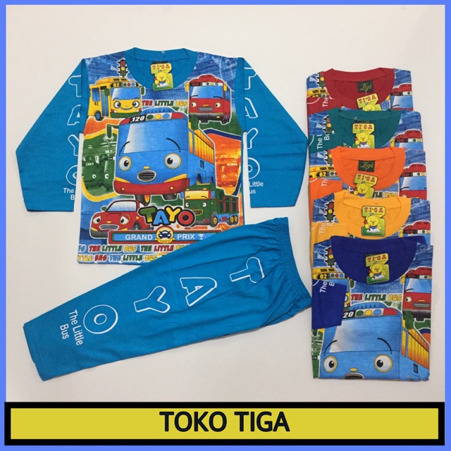 Baju tidur piyama stelan tayo panjang anak laki laki