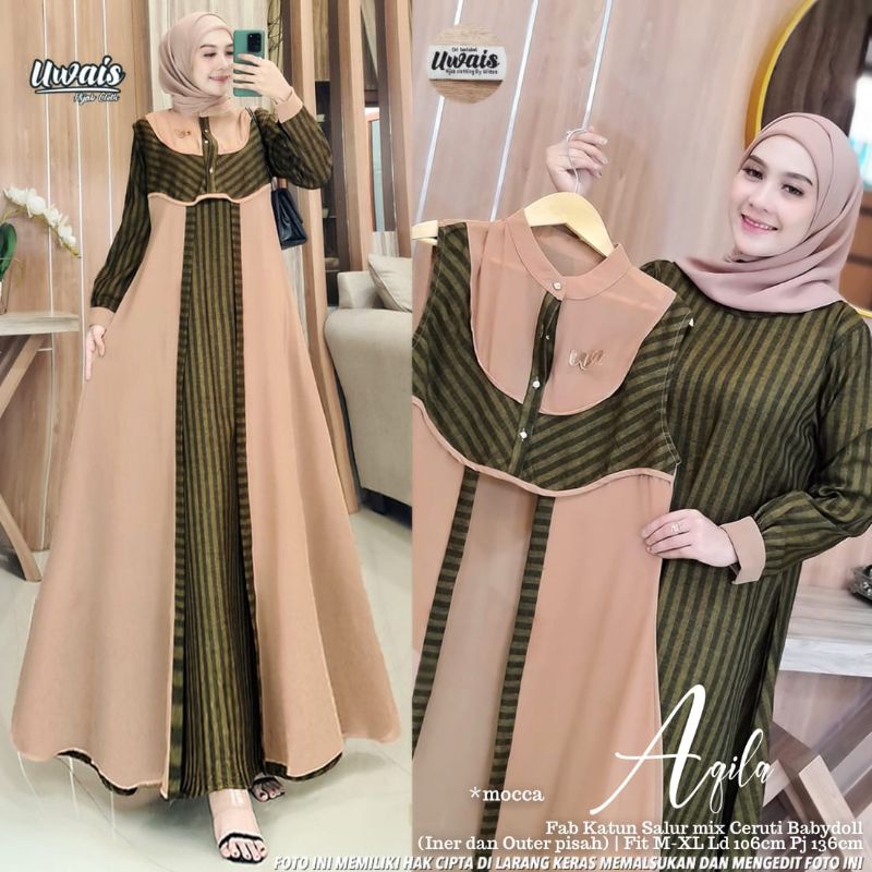 Aqila Maxy Ori By Uwais Gamis Premium Terbaru