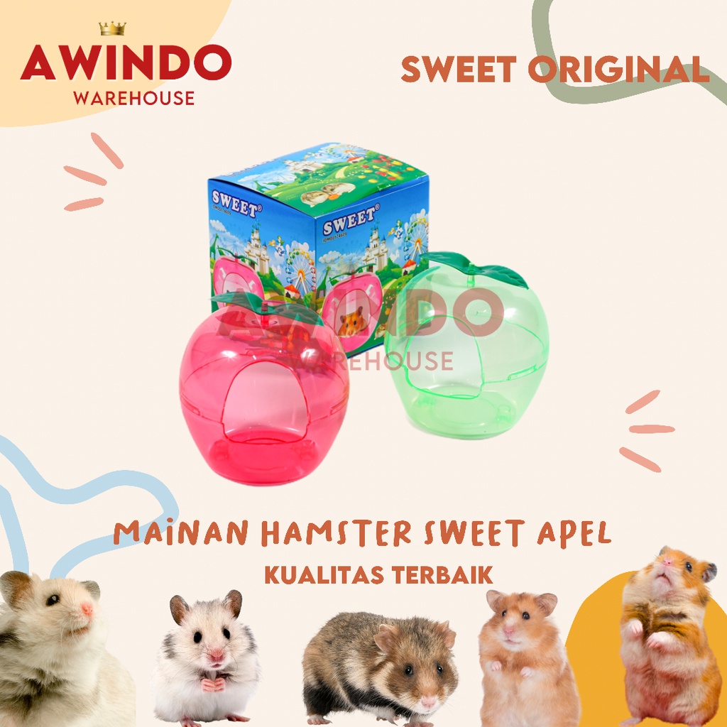 SWEET RUMAH APEL - Mainan Rumah Hamster Tempat Mandi Kandang Aksesoris Hamster