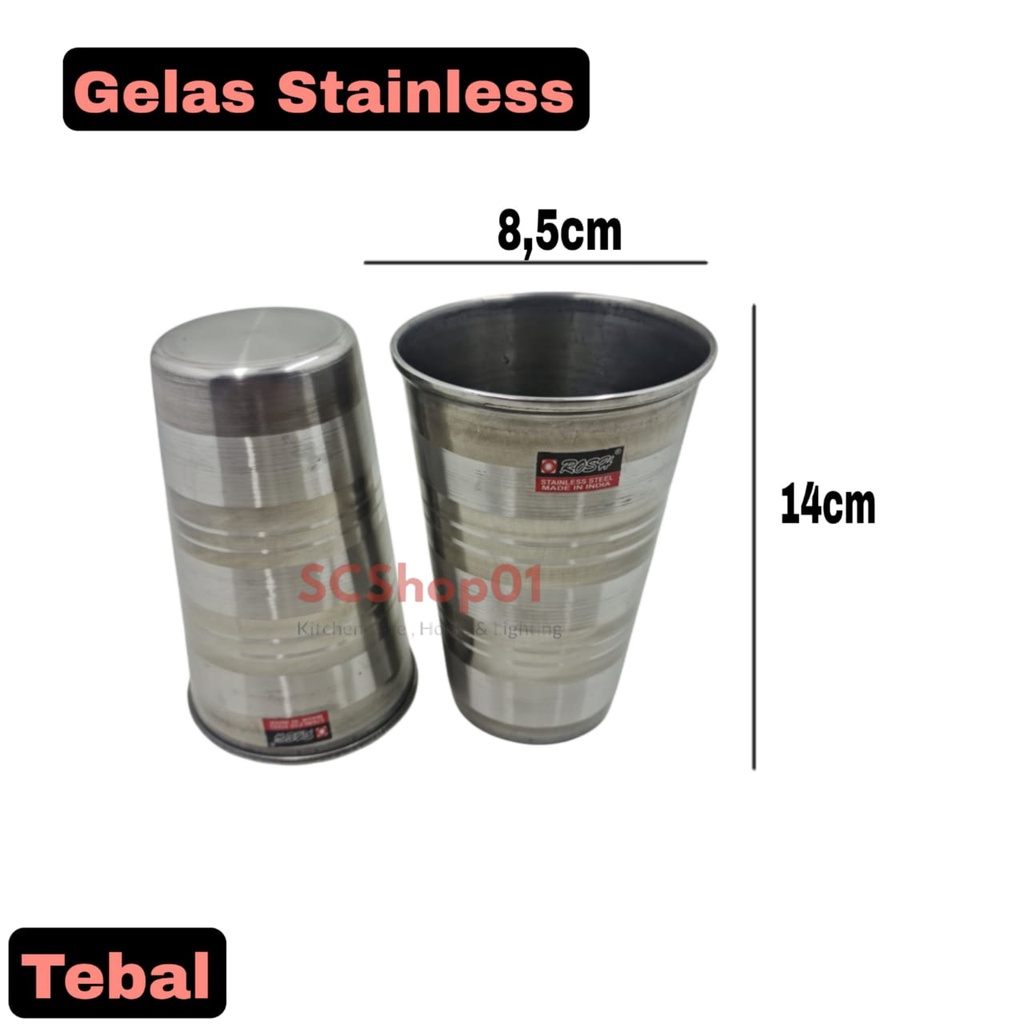Gelas stainless Tebal 500Ml jumbo ROSH