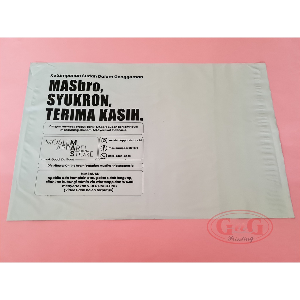 

1000pcs - Plastik Polymailer 36x50 Putih Susu Custom Print Sablon, Packaging Plastik Packing Amplop Online Shop