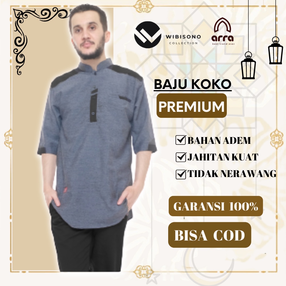 Baju Muslim Koko Kurta Pakistan YU16 Pria Cowok Dewasa Lengan Pendek 3/4 Terbaru Premium Original THORIQ