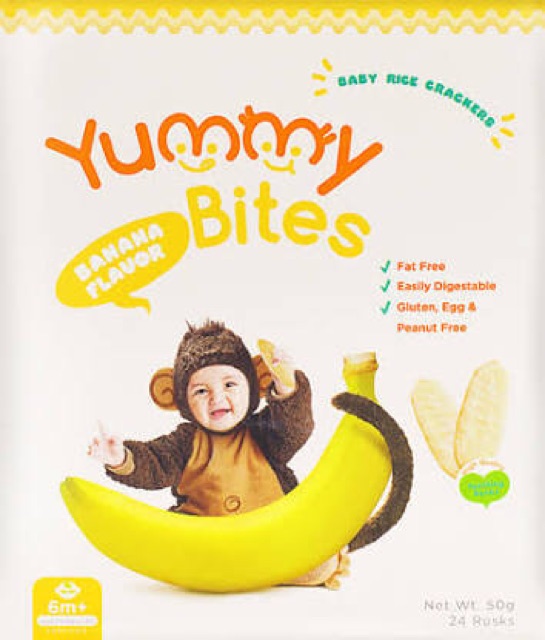 Yummy Bites Baby Rice Crackers 50gr Gluten Free