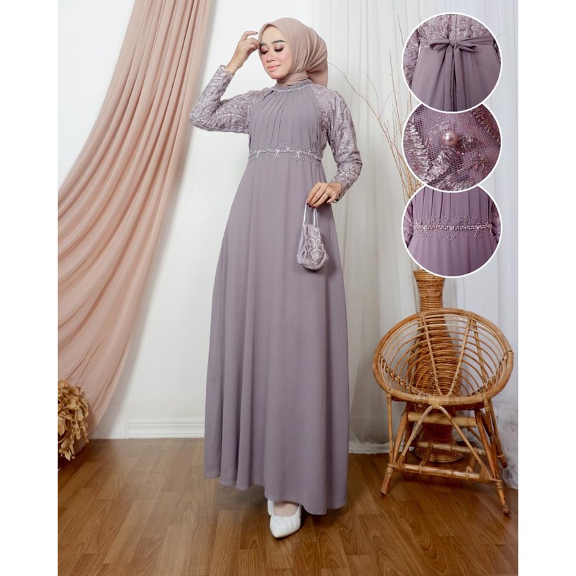 DRESS MAZAYA / GAMIS BRUKAT TILLE TERBARU / KEBAYA MODERN ORIGINAL / GAMIS PESTA KONDANGAN WISUDA / BRIDESMAID OUTFIT KEKINIAN TERBARU WISUDA PESTA KONDANGAN / GAMIS BRUKAT TILLE