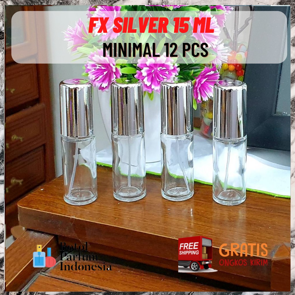 BOTOL PARFUM KOSONG SPRAY KACA 15 ML (FM SILVER 15 ML)