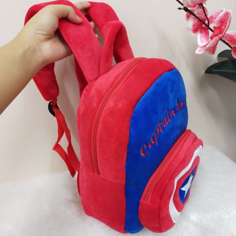 Tas Ransel Kapten Amerika Size L 2Resleting/Tas Anak SD/Backpack Lucu/Kado Tas Anak Cowok