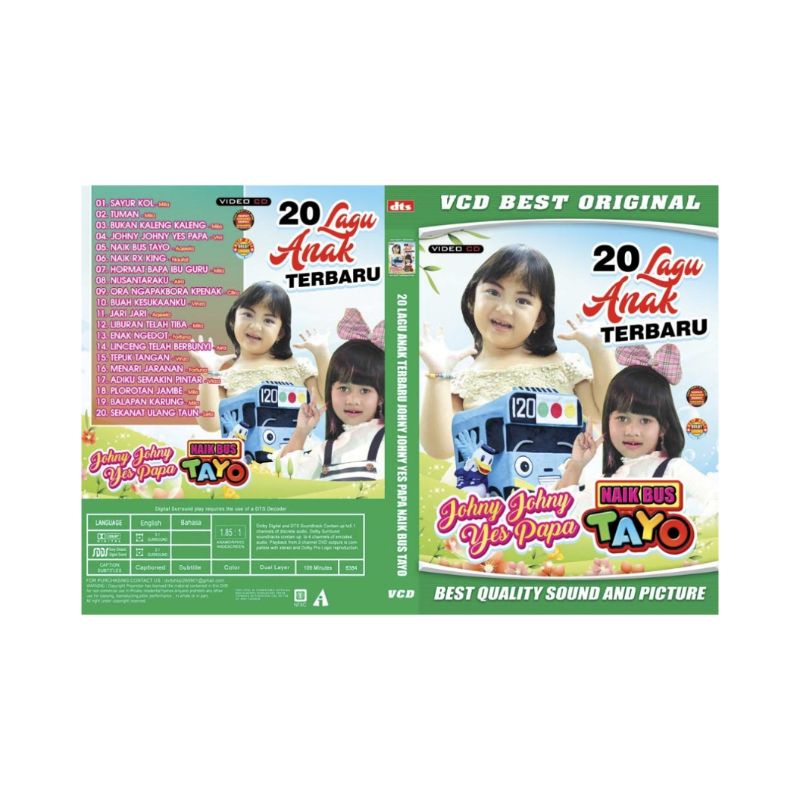 Kaset Video Lagu Anak " 20 lagu anak terbaru Johny Johny yes papa, naik bus tayo "