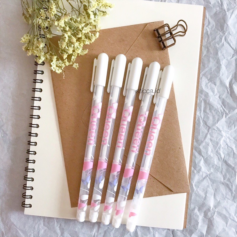

[STICCA.ID] White Gel Pen ala korea. Pulpen gel putih untuk menulis catatan. Ala korea jepang lucu