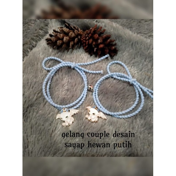 SEPASANG Gelang Couple TALI ULIR LIONTIN DRAGON WHITE FREE BOX