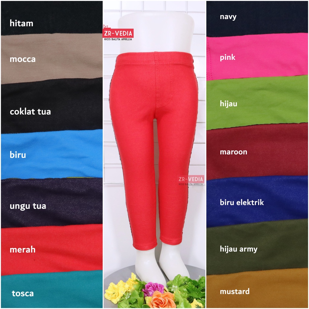 Jegging LIST Uk 1-10 Tahun / Legging Jeans Anak Balita Celana Panjang Polos Leging Polos