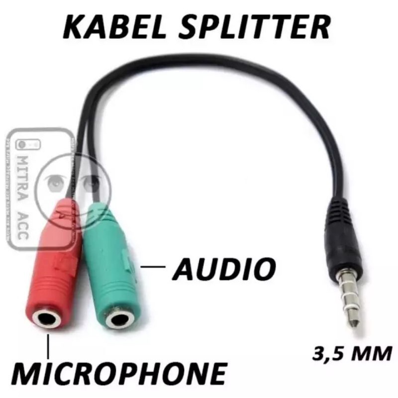 Audio Spliter Jack 3,5 mm Male To Dual Female HIFI ( Headset + Mic)