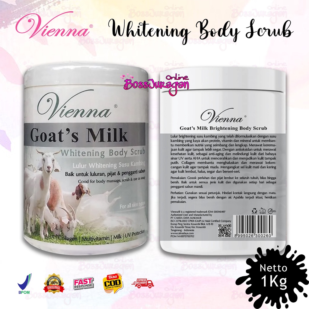 (BOSS) (1kg) VIENNA BODY SCRUB GOAT'S MILK - 1KG POT