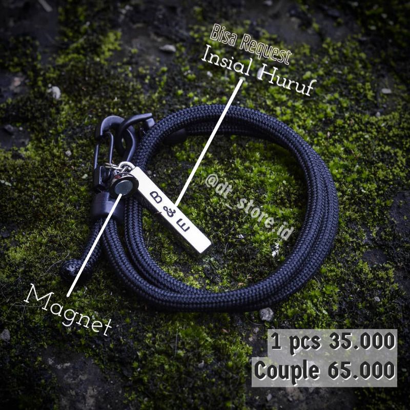 2 Buah Gelang Couple Pasangan Magnet Aesthetic Insial Nama Huruf A-Z Bestie Pria Dan Wanita