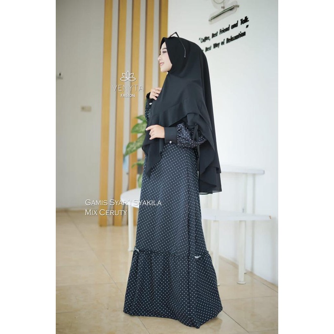 GAMIS SET HIJAB SHAKILA VENYTA ceruty Polkadot set KHIMAR Ceruty KANISSA jilbab terbaru polka motif modis murah simple