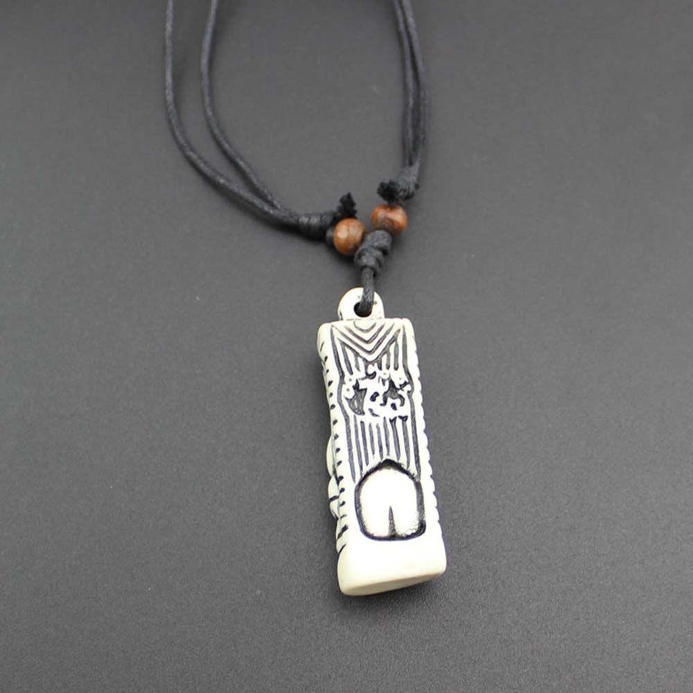 Needway Kalung Ukir Carving Vintage White TIKI Fashion Keren Liontin Tribal Tulang