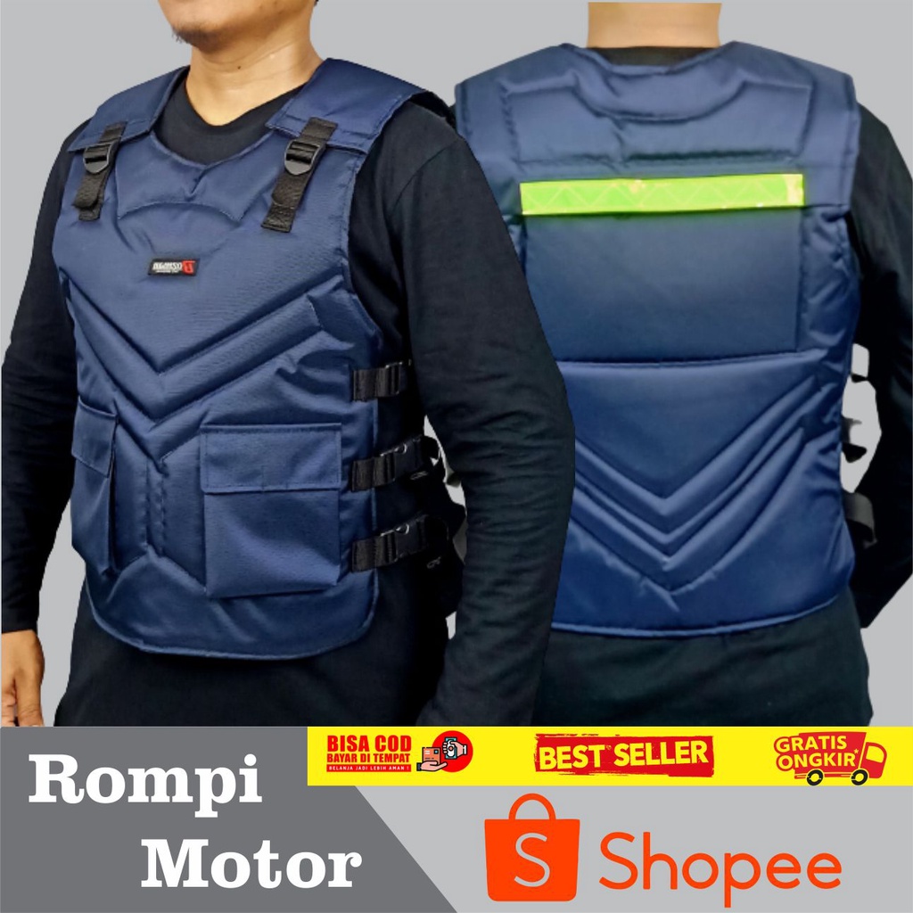 Rompi Motor Keren Cocok Untuk Touring Pelindung Dada Anti Angin Body Protector-Cordura Navy