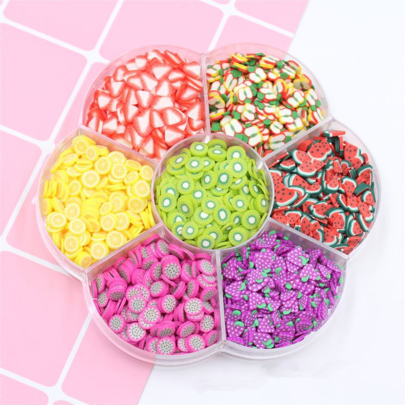 Wili❃ Assorted Fruit Slices 90g Wheel - Slime Supplies/Slime Acessories/Slime Add ins/Polymer Clay/Nail Art Kit Maker for Kids