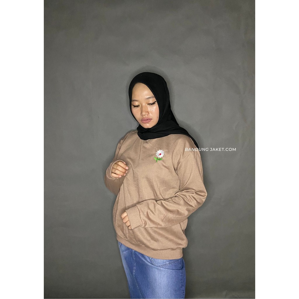 Daisy Flower Bordir // sweater crawneck Wanita