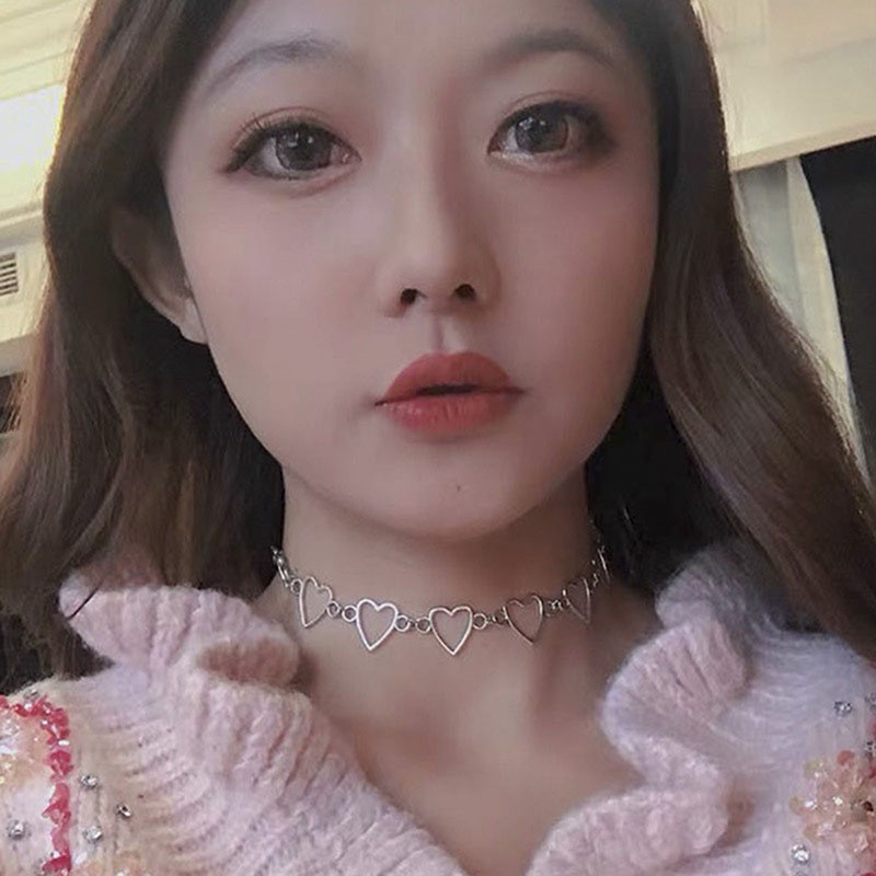 # Kaos T-Shirt Wanita Lengan Pendek Motif Print #Kalung Choker Bentuk Hati Gaya Gothic