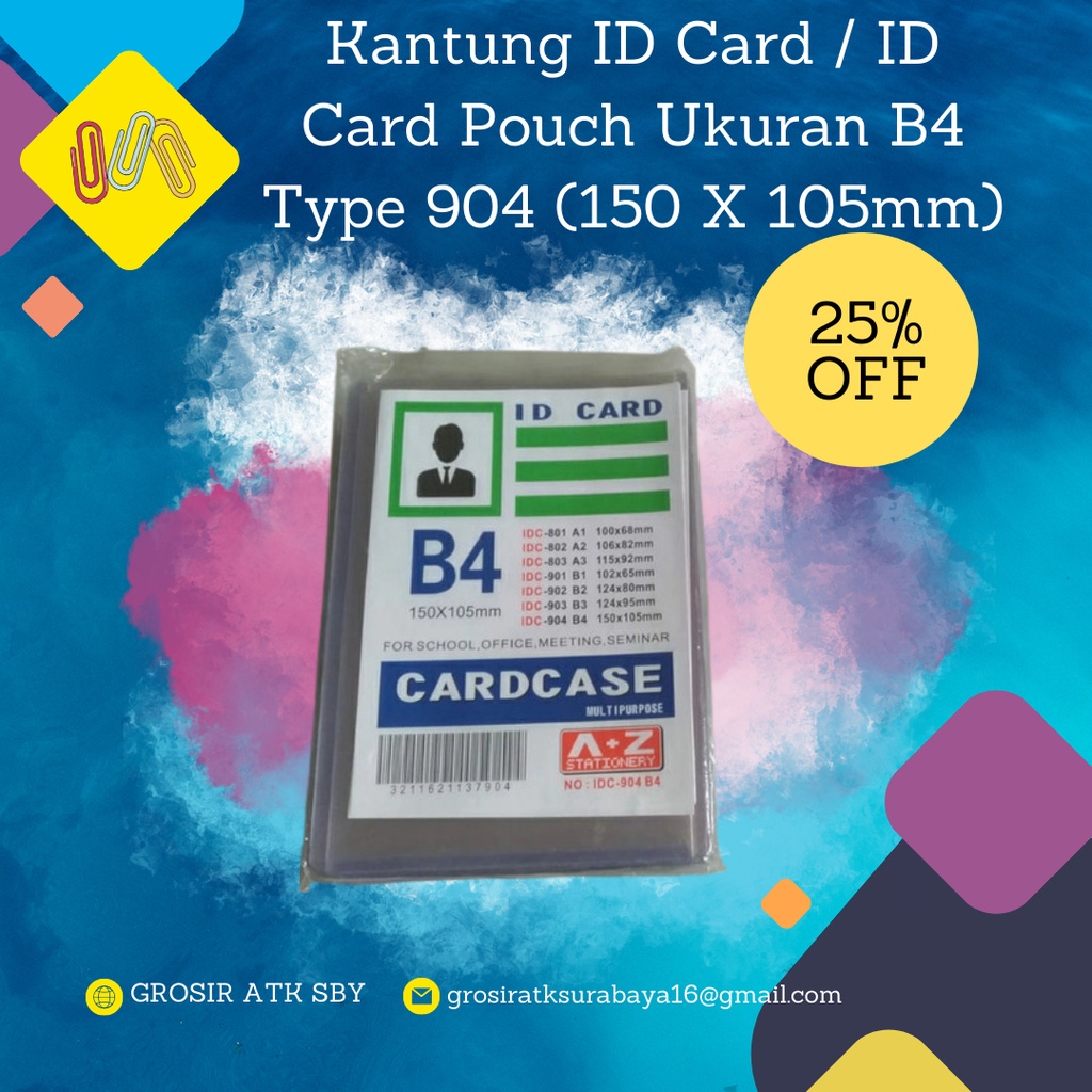 

Kantung ID Card / ID Card Pouch A+Z Bahan Mika Plastik Tebal Ukuran B4 Type 904