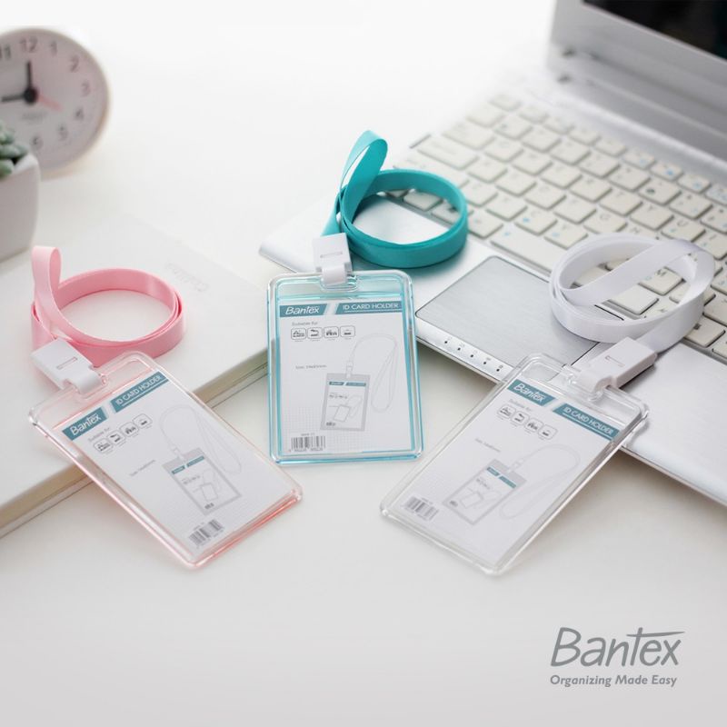 

NAME TAG | ID CARD HOLDER LANYARD BANTEX 8868-23 PINK, CLEAR, SKYBLUE