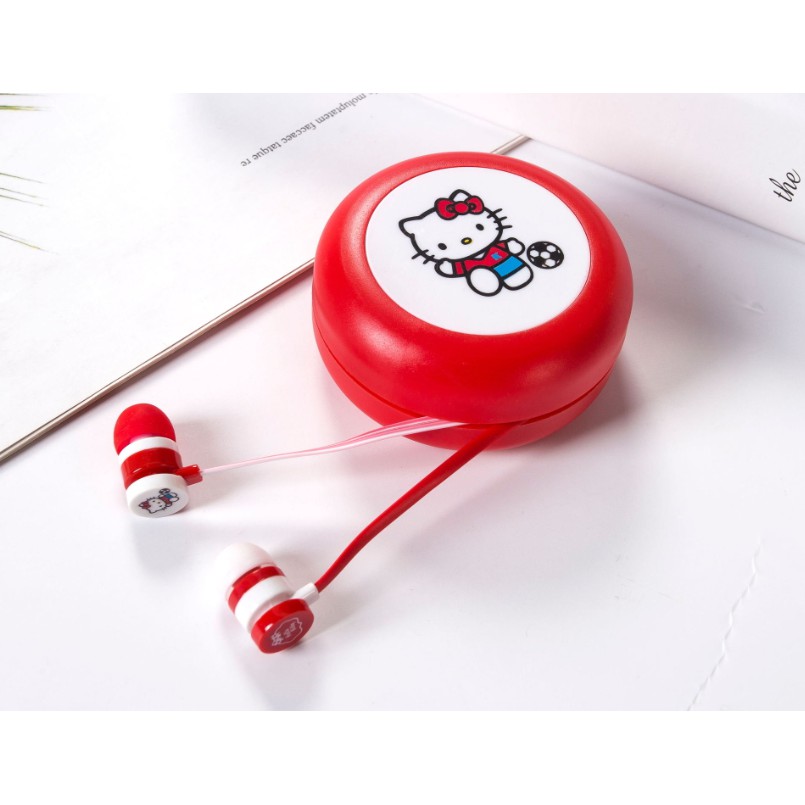 [L-32] Headset Earphone Karakter HELLO KITTY / Earphone + Wadah Earphone HELLO KITTY Lucu Unik Imut