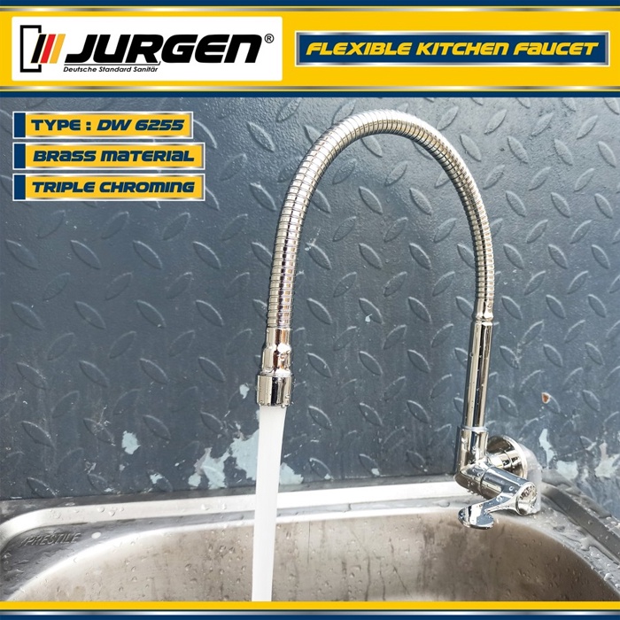 Kran Air Tembok Flexible Kuningan - Jurgen Sink Wastafel Dapur DW 6255