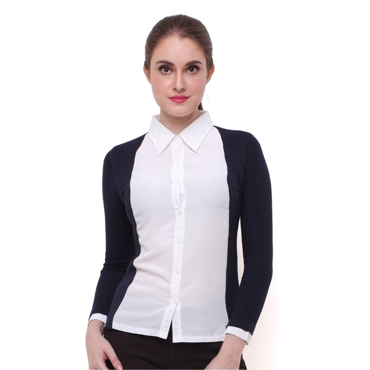 LGS - Kemeja Wanita - Model Sweater - Lengan Rajut - Putih - LST.360.U698.097.CLS