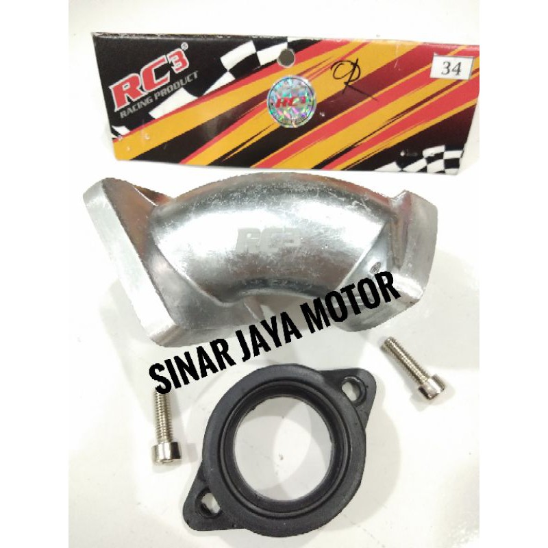 Intake intek manifold Rc3 untuk motor bebek Jupiter z vega Supra Kharisma untuk pakai karbu 34mm