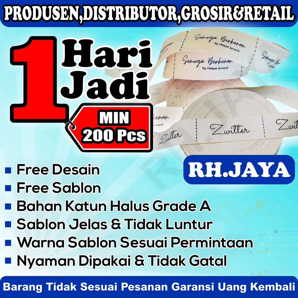 

Label Katun Sablon Label Baju Label Hijab FREE DESAIN