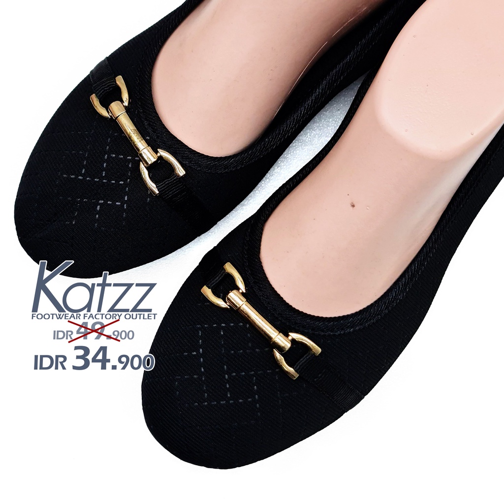 KATZZ Sepatu Flats Hitam Sepatu Wanita Sepatu Balet Women Shoes Sepatu Kerja Hitam 36-40 [SWALLOW X 
