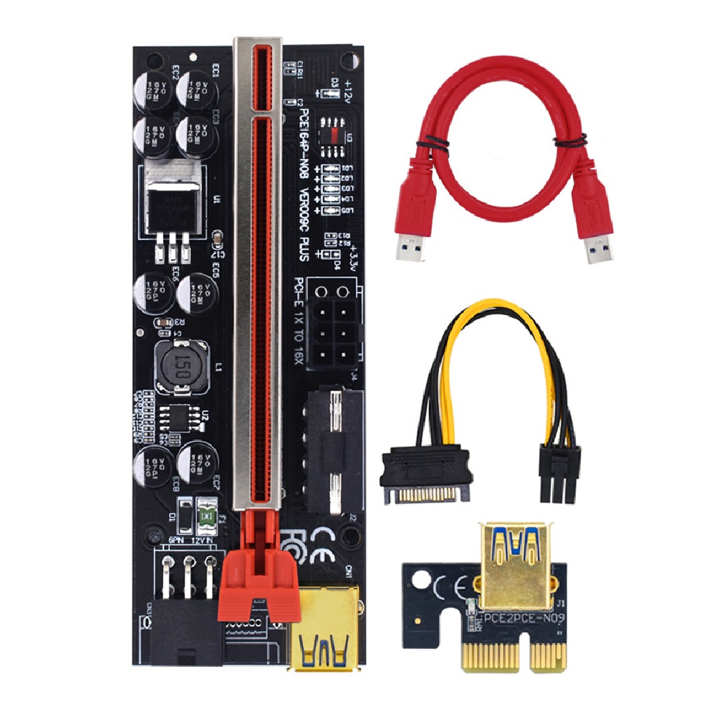 2021 Adapter Riser Card Pci-E Ver009C Plus 1x Ke 16x Pci-E Usb 3.0 Gpu Untuk Komputer