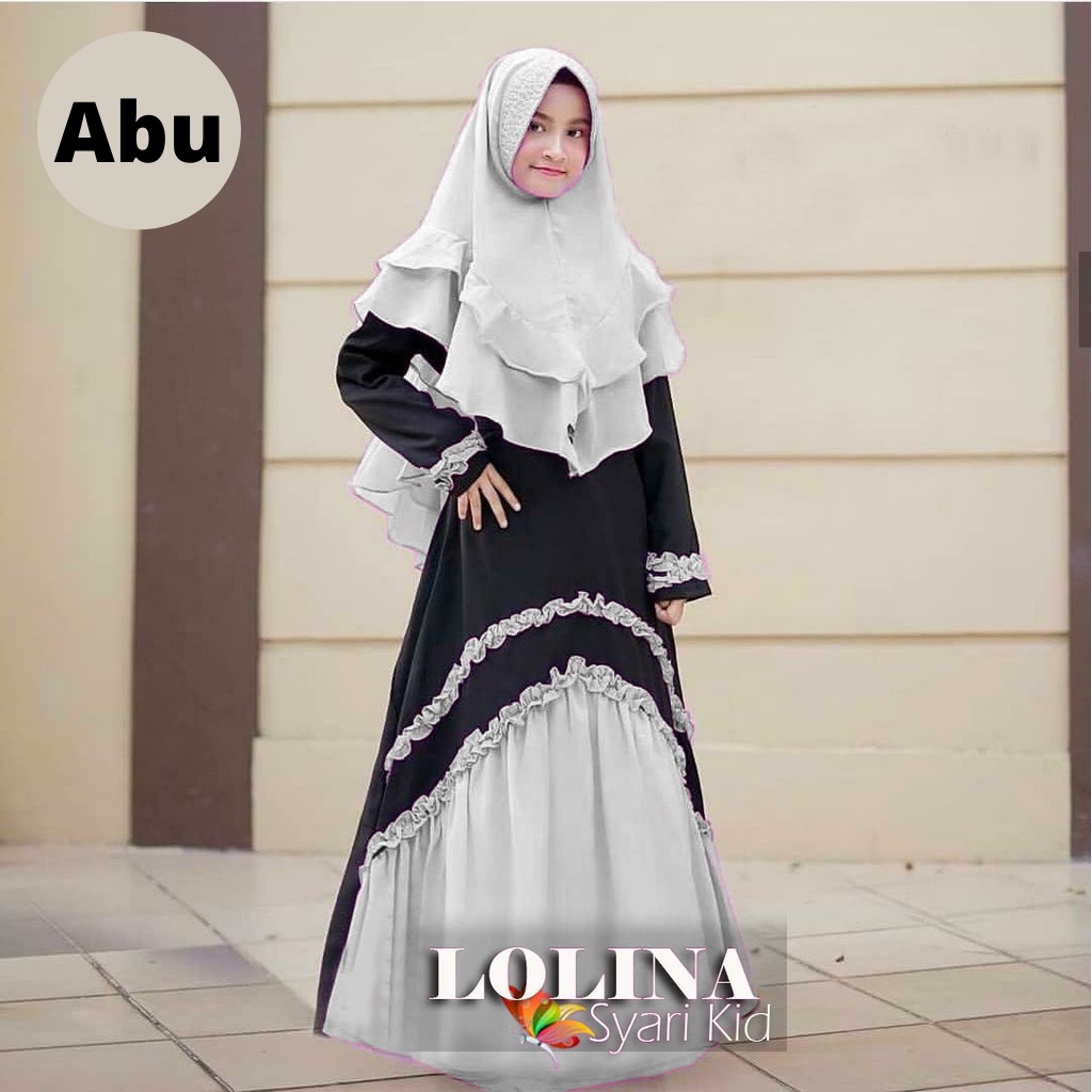 Gamis anak LOLINA Kids Syari | Gamis anak terbaru untuk anak usia 8 - 15 tahun Size XL , XXL, 3XL | By Hizbiya