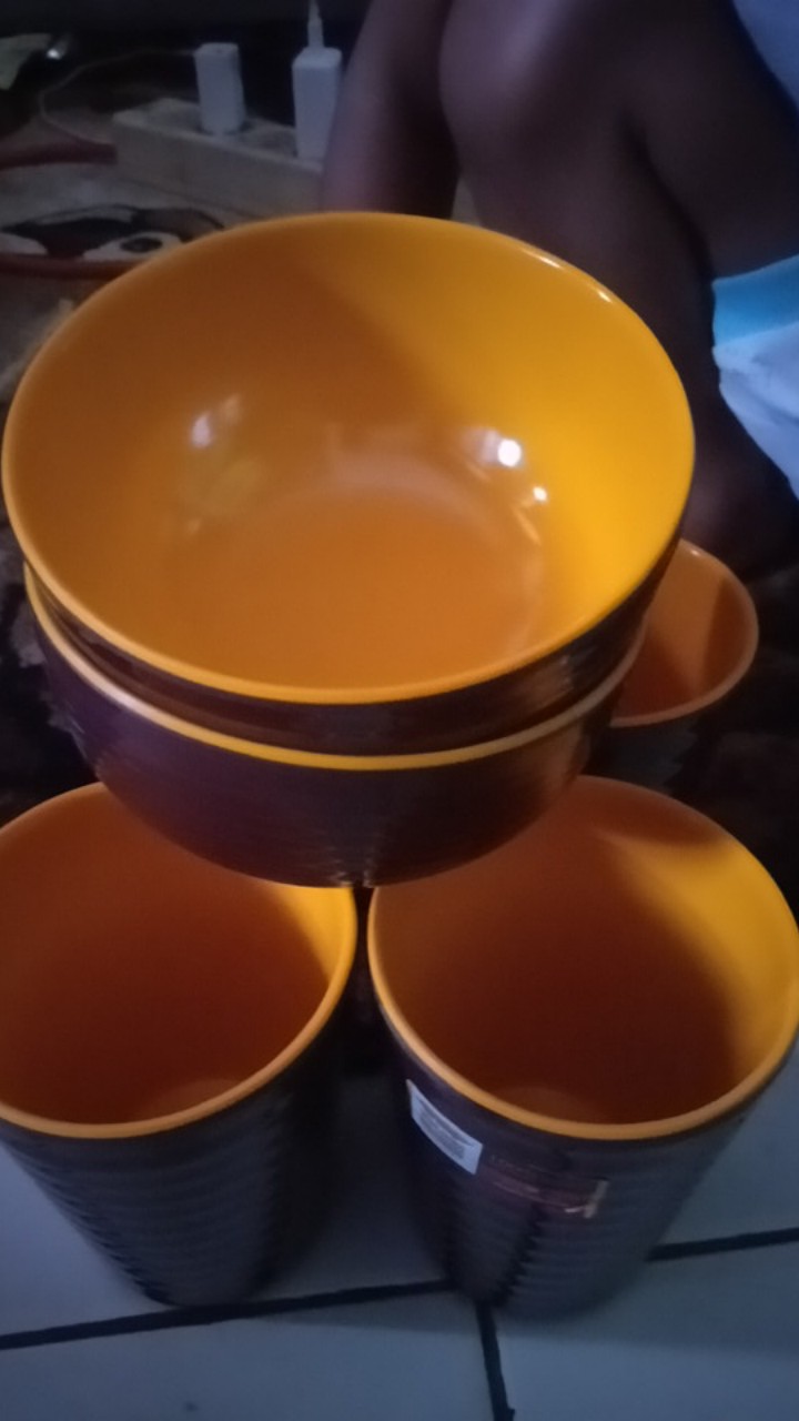 Gelas Ulir Datar 3 2 Warna Golden Choco 270ml Melamine -  Golden Dragon B-03a5