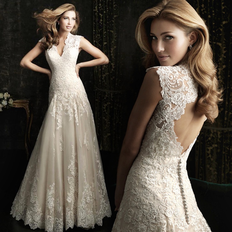Charming White V-neck Lace Fishtail Bridal Dress Slim Women Wedding Bridal Mermaid Dress
