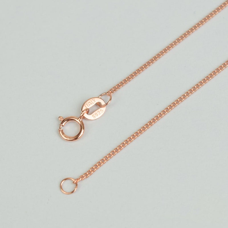 Berlapis Mawar emas 100% Nyata 925 rantai perak murni Kalung 1.2mm Rantai samping Panjang yang berbeda Disepuh 18 K Rose-gold Rantai Klavikula Fashion Jewelry grosir