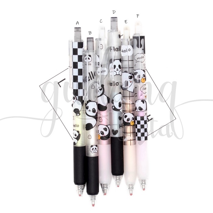 Pulpen Hello Panda Pena Motif Animal Black White Ballpoint GH 307009