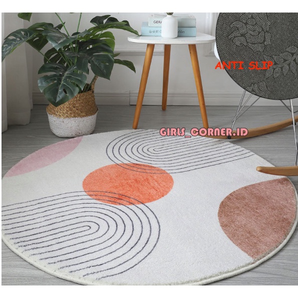 KARPET BULU BULAT MODERN MINIMALIS LUCU KOREA DIAMETER 120CM