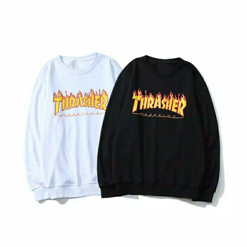 S - XXXXXL(6XL) Crewneck THRASHER BIGSIZE Sweater Thrasher Flame Pria Wanita OVERSIZE Hoodie JUMBO Sweatshirt Streetwear Fashion