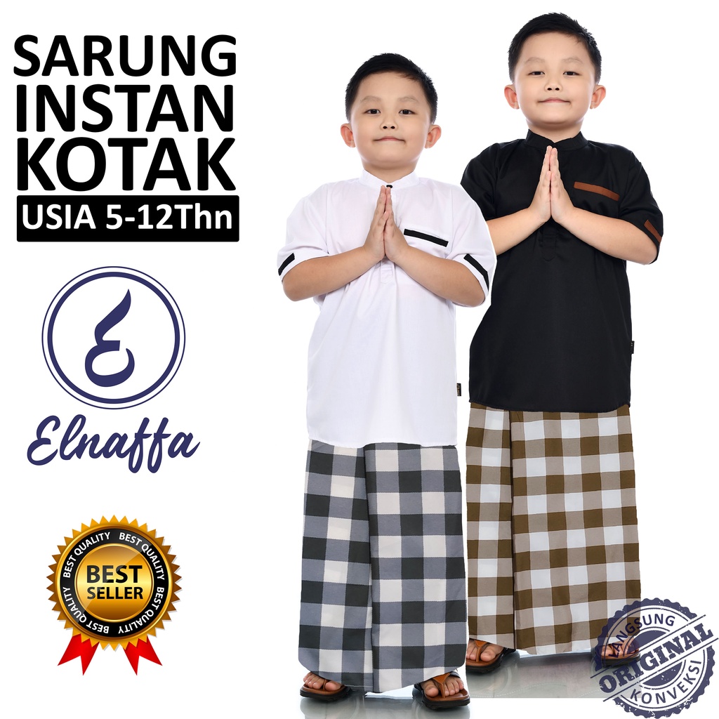 EL-NAFFA Sarung Anak Instan.Sarung Instan Anak.Sarung Anak Anak Usia 5-11thn (BISA COD) SRKT