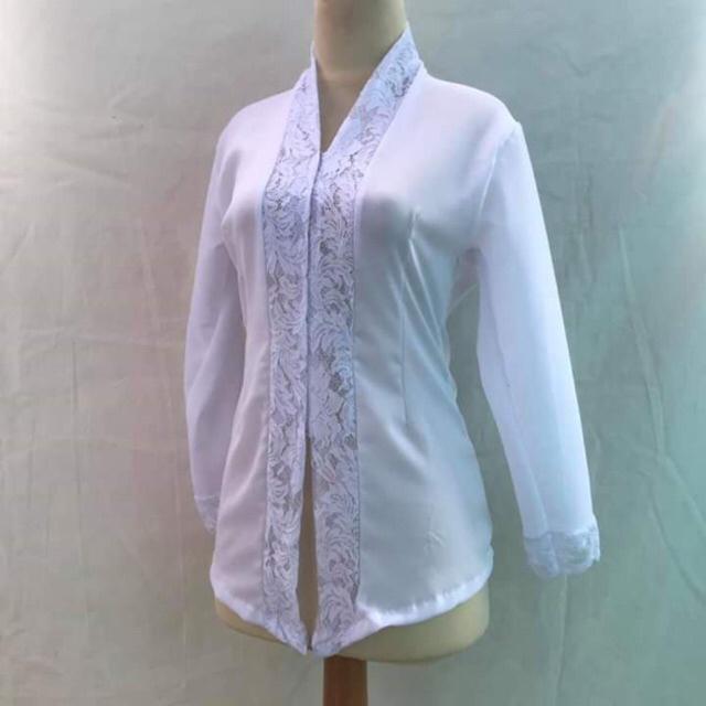 [COD] Kebaya | Kebaya bali | Kebaya kartini mix brokat | Kebaya encim modern | Kebaya wisuda-Putih