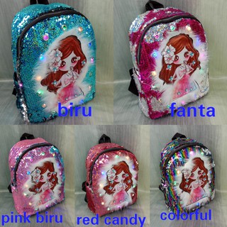 ransel lol sequin princess  jumbo 674 891 glitter lampu led 