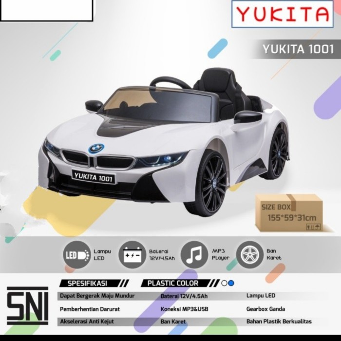 MOBIL AKI YUKITA BMW 1001 I8 LICENSED BAN KARET EVA 12 V TERBARU