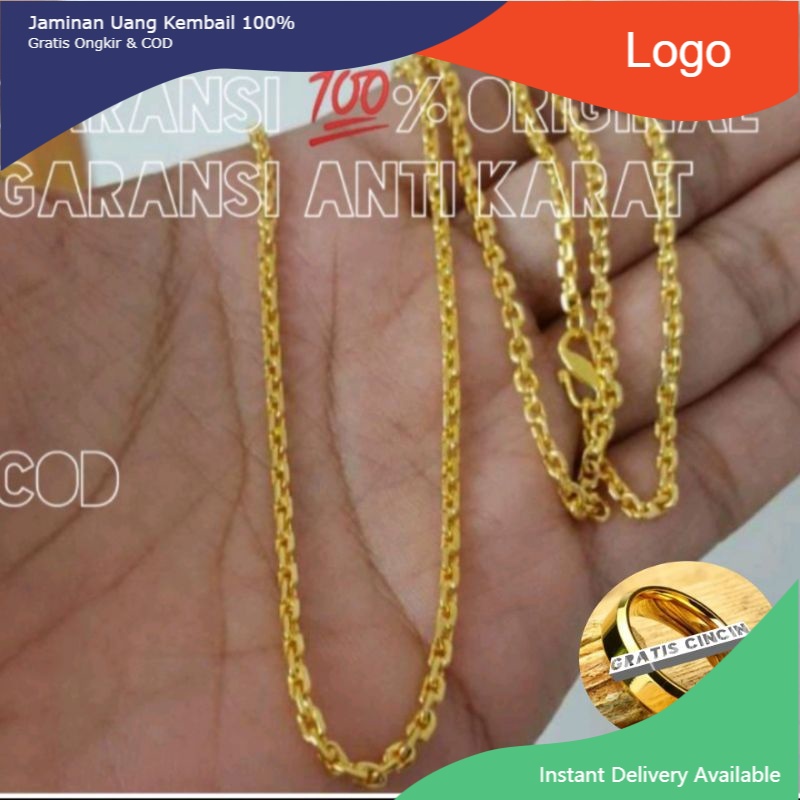KALUNG RANTAI TITANIUM BERLAPIS EMAS cowok cewek