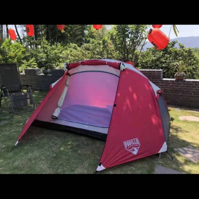 Tenda bestway Calvino X2 tent, kapasitas 2-4 orang,  frame fiber alas terpal