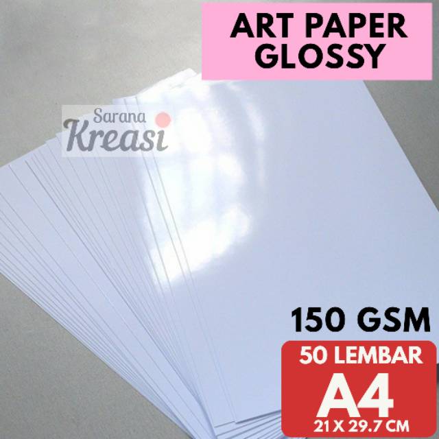 Jual Kertas Art Paper Glossy 150g A4 isi 50 Lembar / Kertas Brosur Isi