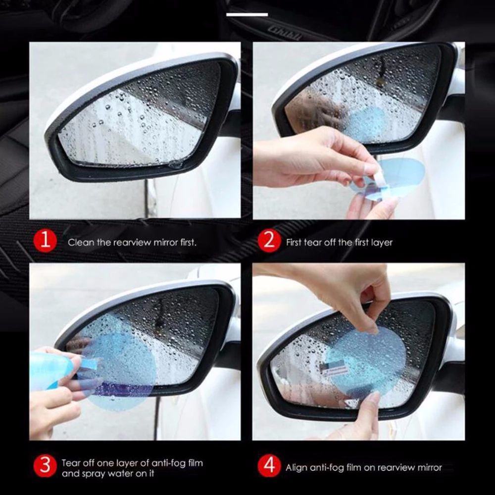 QUINTON For  Clear sight Rainproof Sticker Transparent Car sticker Rearview Mirror Rain Film Car Accessories 2 Pcs Anti fog Car film For rainy days Waterproof Film Car Rearview Mirror Sticker